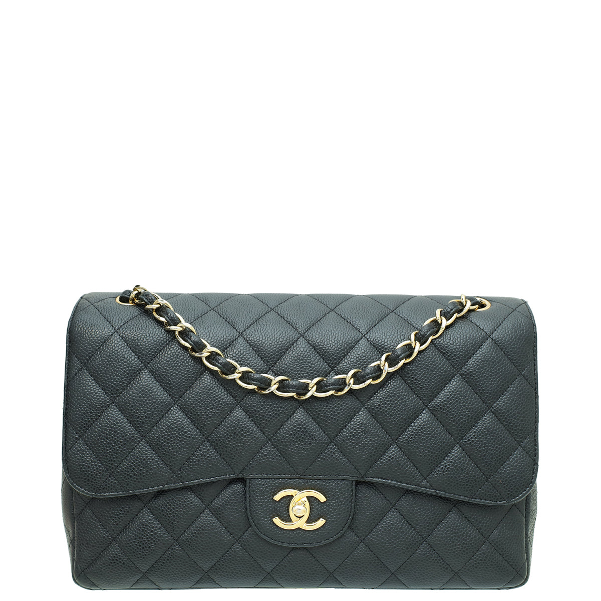 Chanel Black CC Classic Double Flap Jumbo Bag