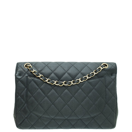 Chanel Black CC Classic Double Flap Jumbo Bag