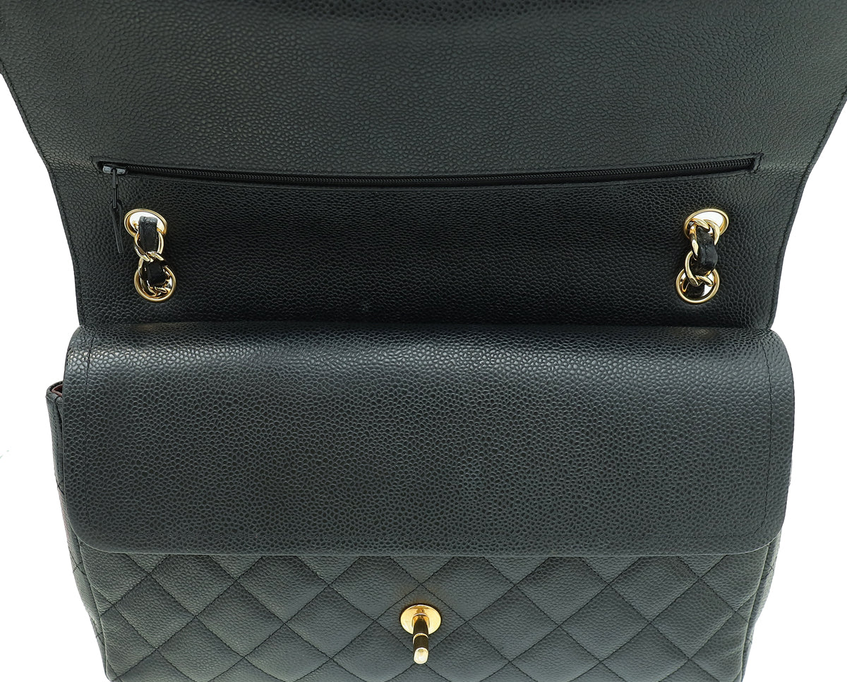 Chanel Black CC Classic Double Flap Jumbo Bag