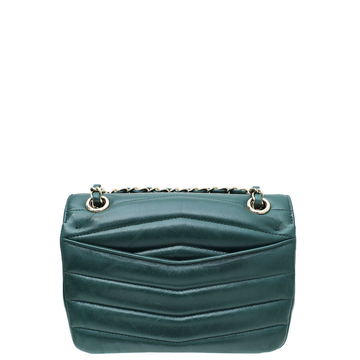 Chanel Forest Green Double Chevron Flap Bag