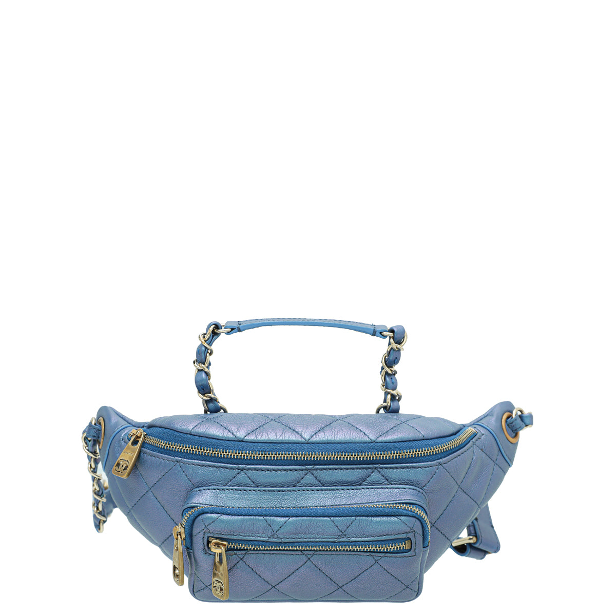 Chanel Blue CC Quilted Fanny Pack Waist Belt Bag