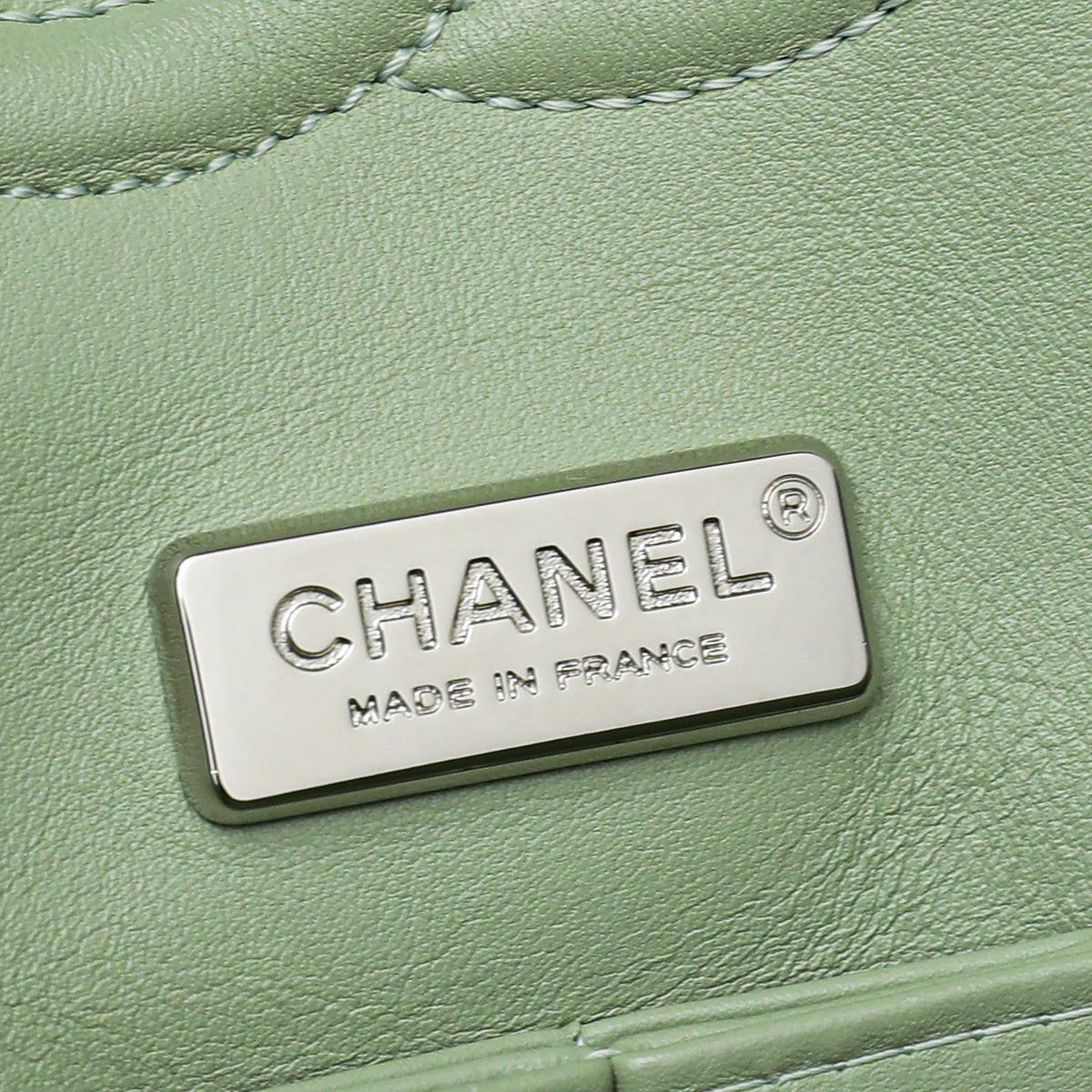 Chanel Light Green Python Classic Double Flap Medium Bag