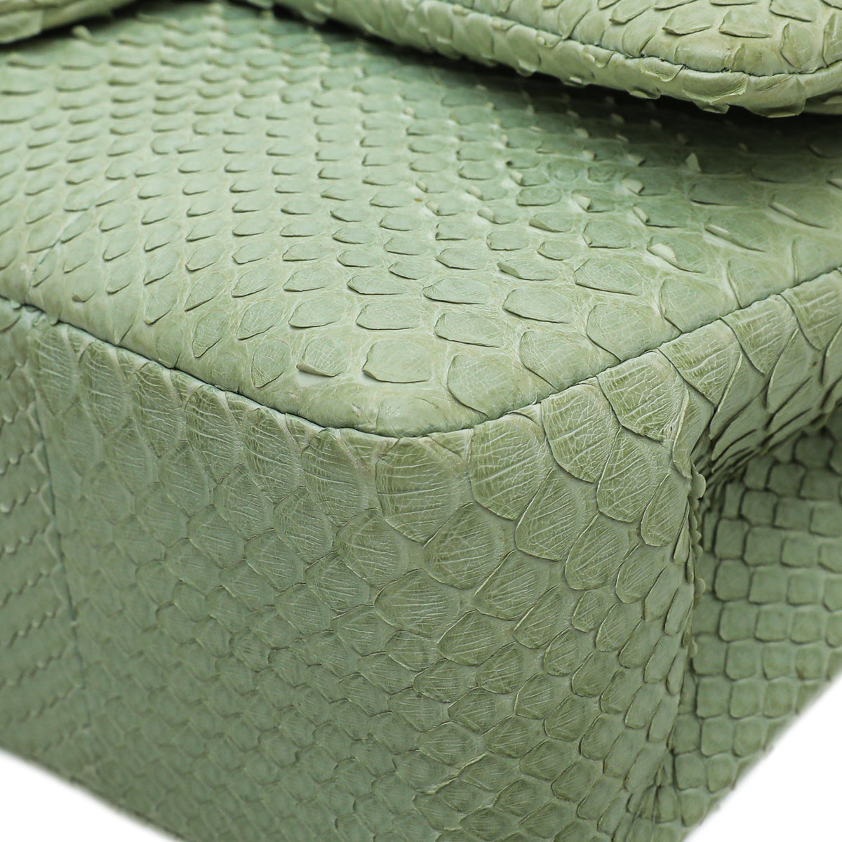 Chanel Light Green Python Classic Double Flap Medium Bag