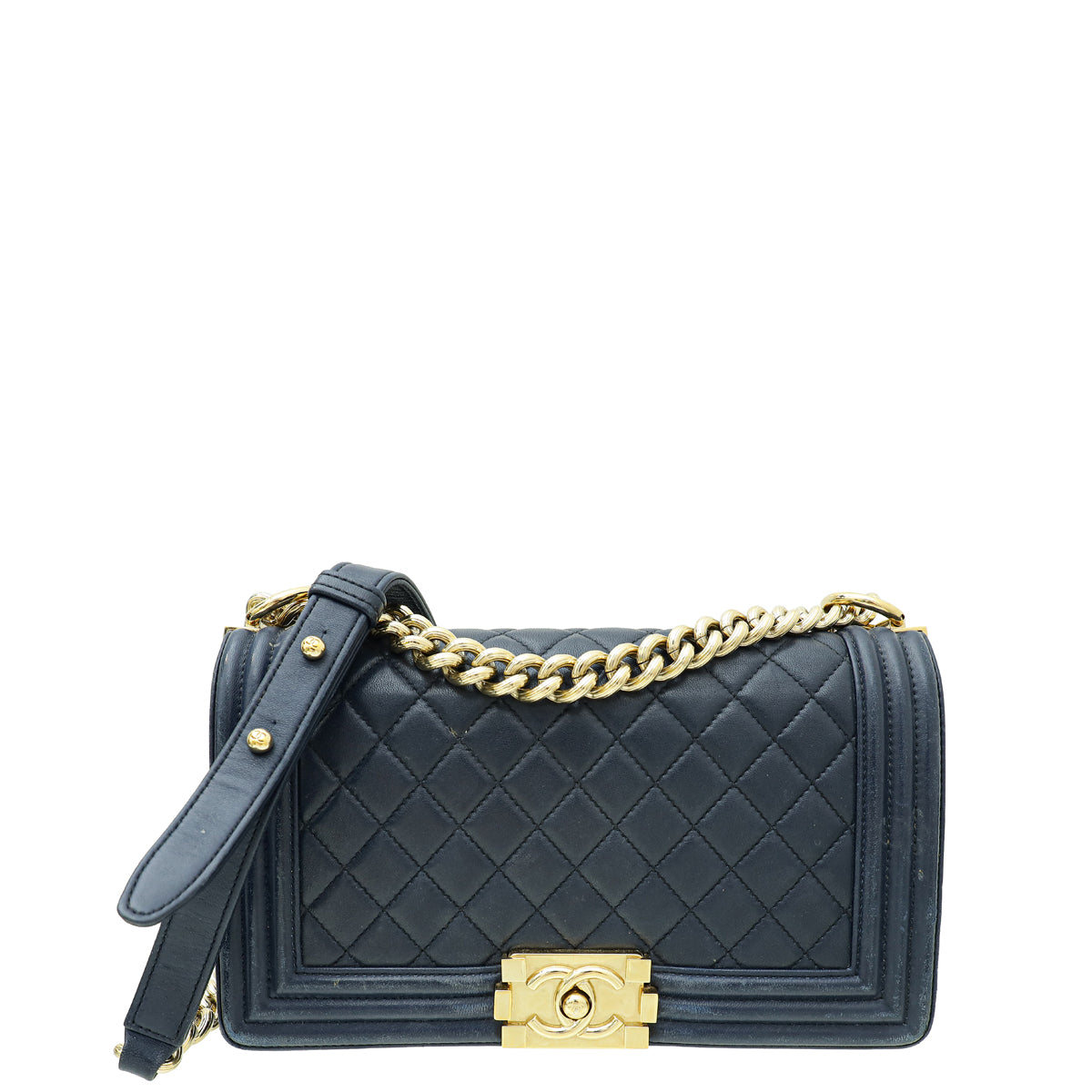 Chanel Navy Blue Le Boy Medium Flap Bag