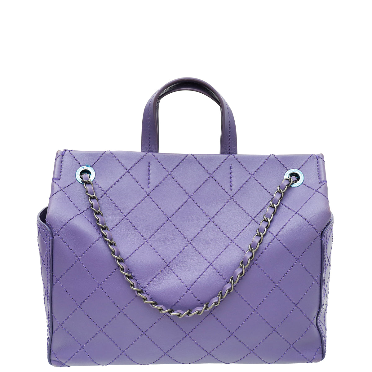 Chanel Purple CC Pocket Tote Quilted Medium Bag