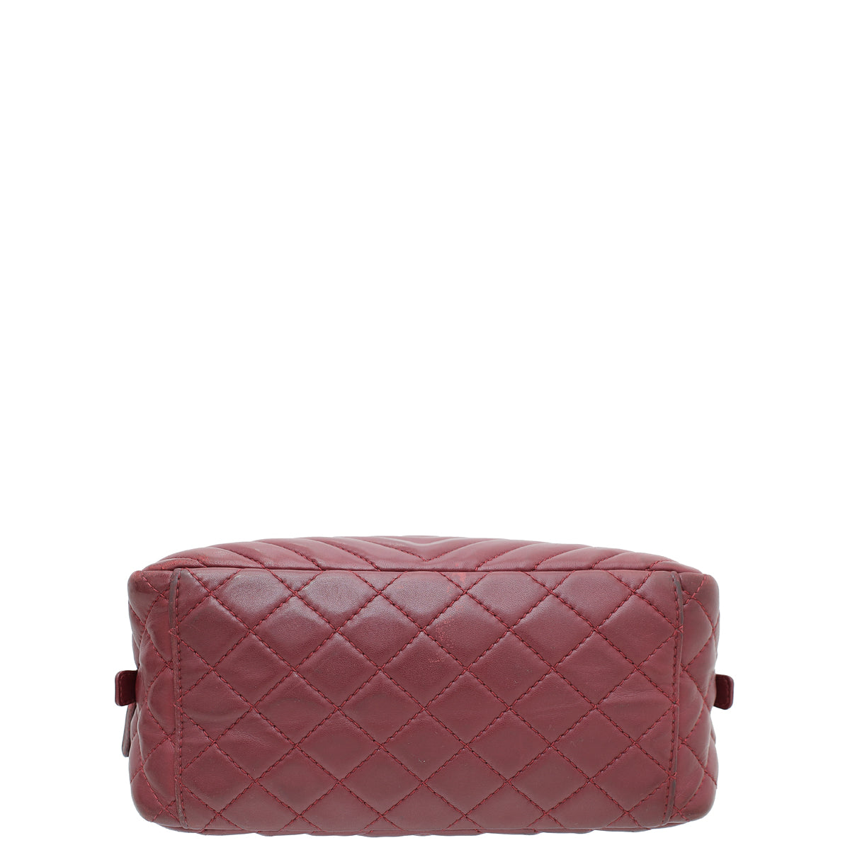 Chanel Red Vintage Chevron Camera Shoulder Bag