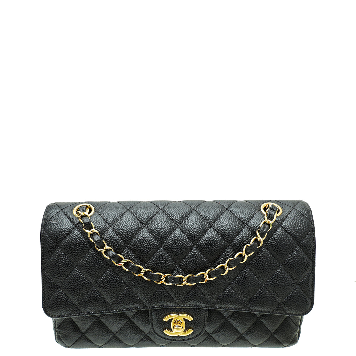 Chanel Black CC Classic Double Flap Medium Bag