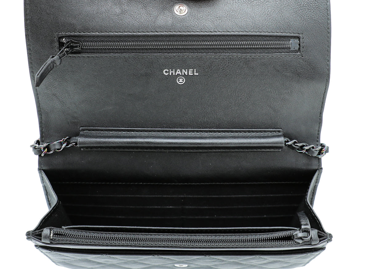 Chanel So Black CC Classic Crumpled Wallet On Chain