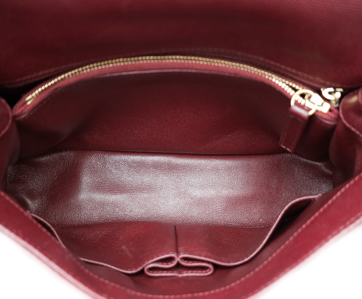 Chanel Burgundy CC Coco Handle with Lizard Handle Small Bag