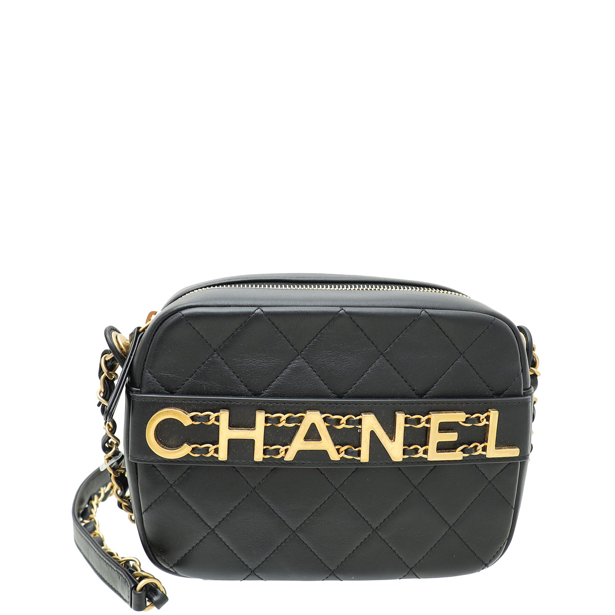 Chanel Black Front Logo Enchained Camera  Bag