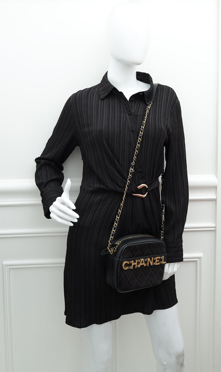 Chanel Black Front Logo Enchained Camera  Bag