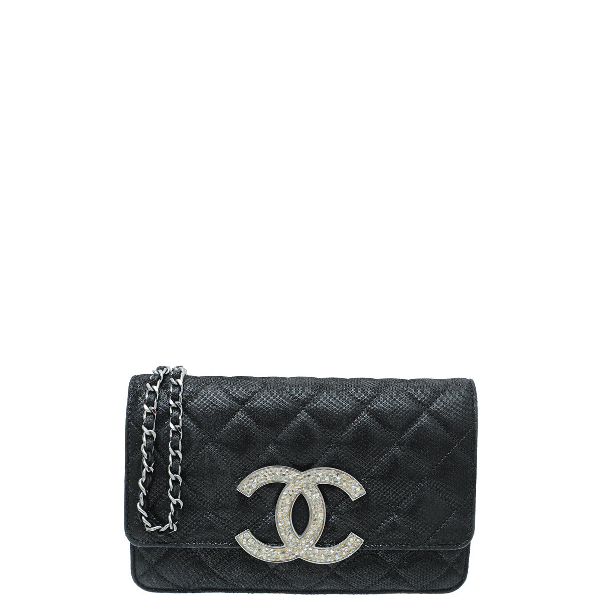 Chanel Black CC Strass Embellished Wallet on Chain