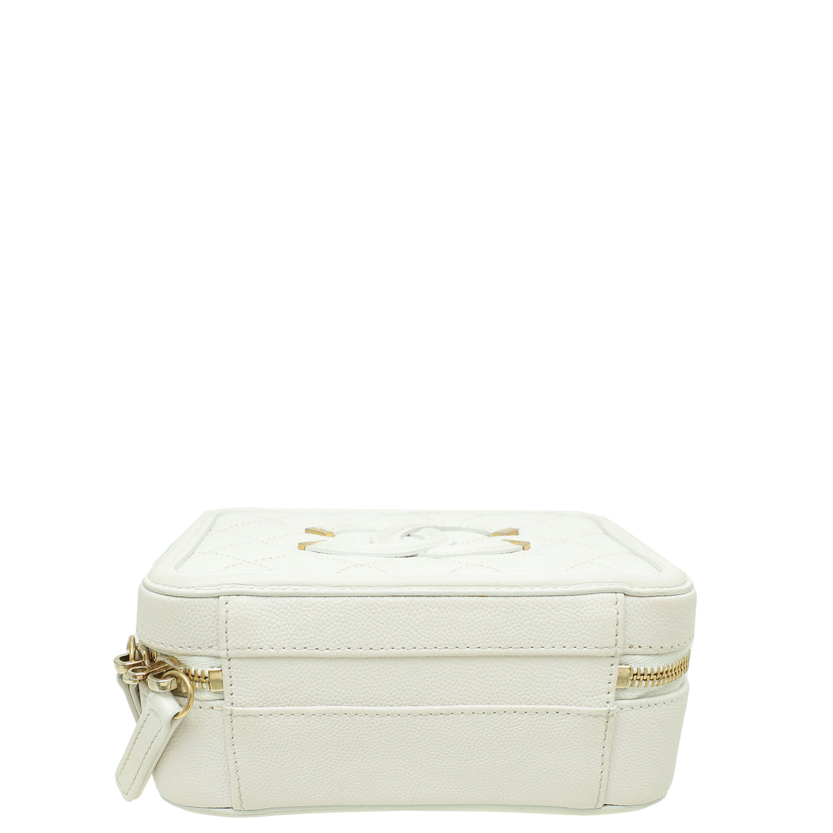 Chanel White CC Filigree Small Vanity Case