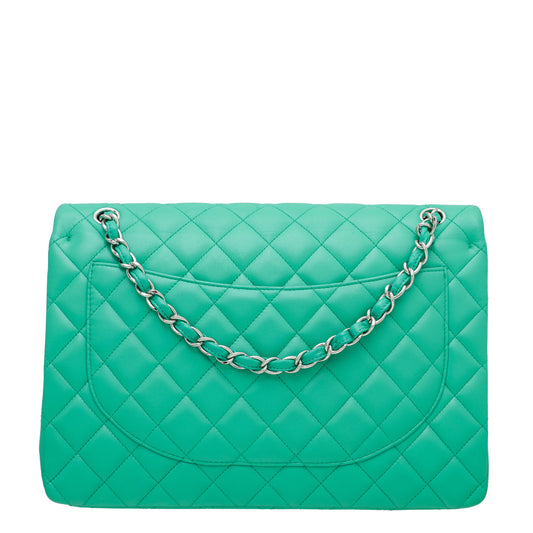 Chanel Green CC Classic Double Flap Maxi Bag