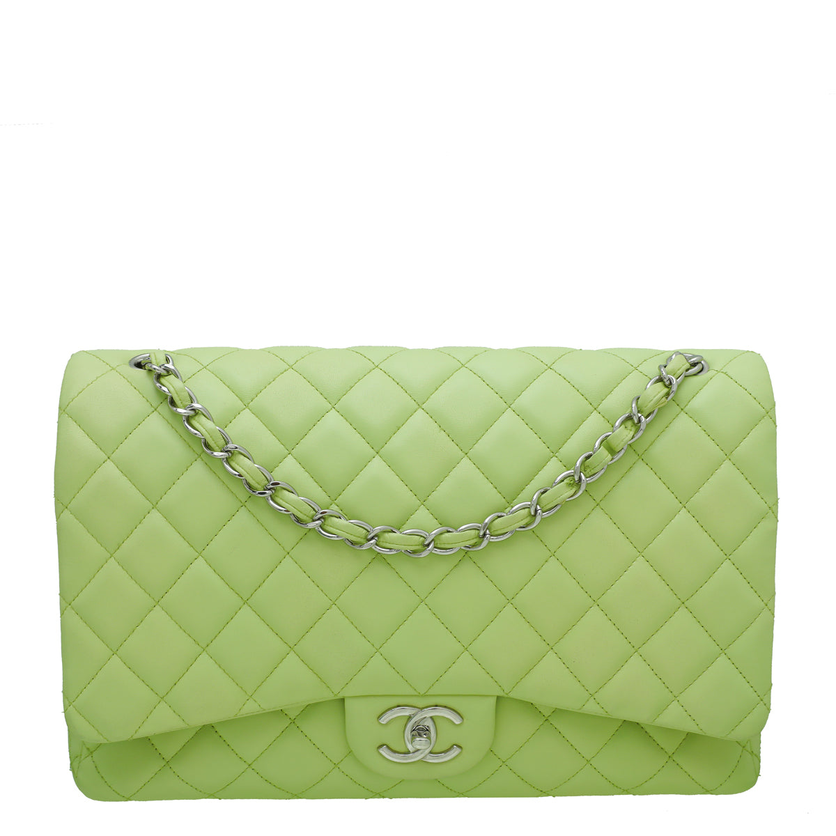 Chanel Lime CC Classic Double Flap Maxi Bag