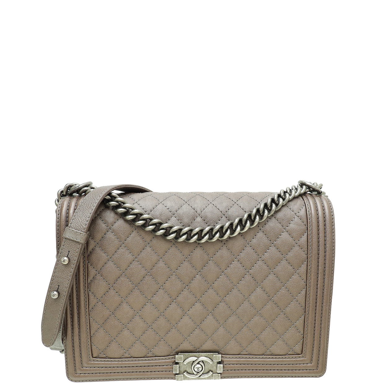 Chanel Metallic Bronze Gray Le Boy Flap Large Bag