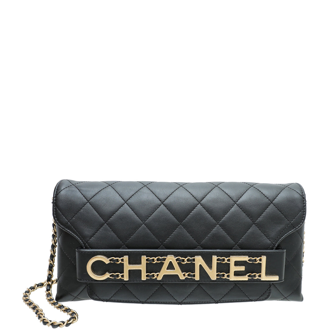 Chanel Black Logo Enchained Clutch Bag