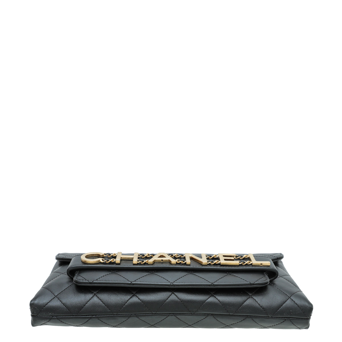 Chanel Black Logo Enchained Clutch Bag