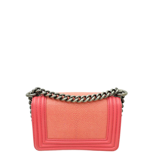 Chanel Pink Le Boy Galuchat Stingray Mini Flap Bag