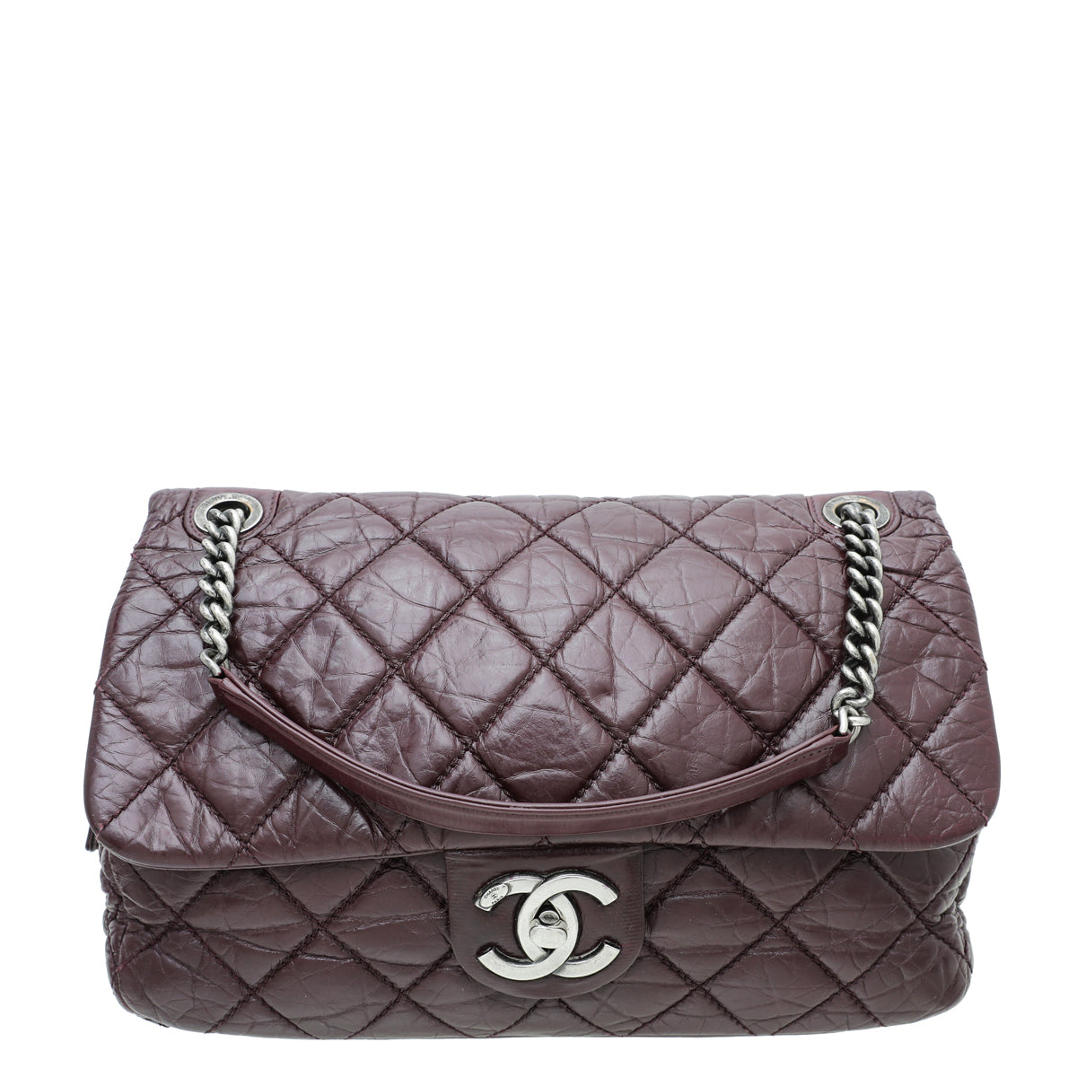 Chanel Burgundy CC Aged Easy Flap Jumbo Bag