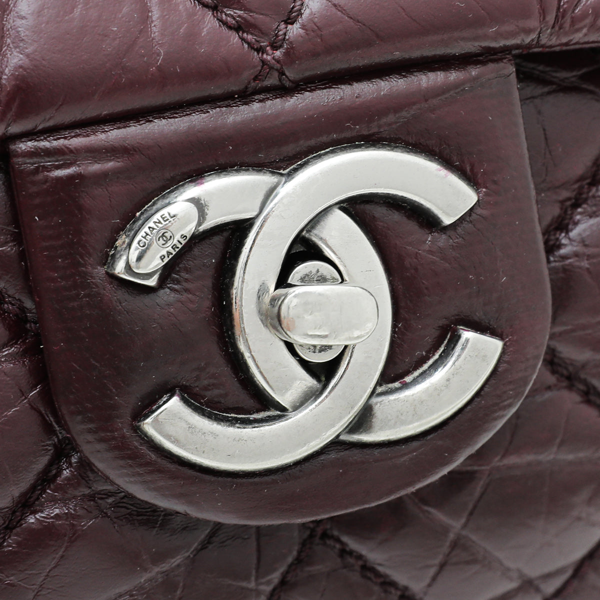 Chanel Burgundy CC Aged Easy Flap Jumbo Bag