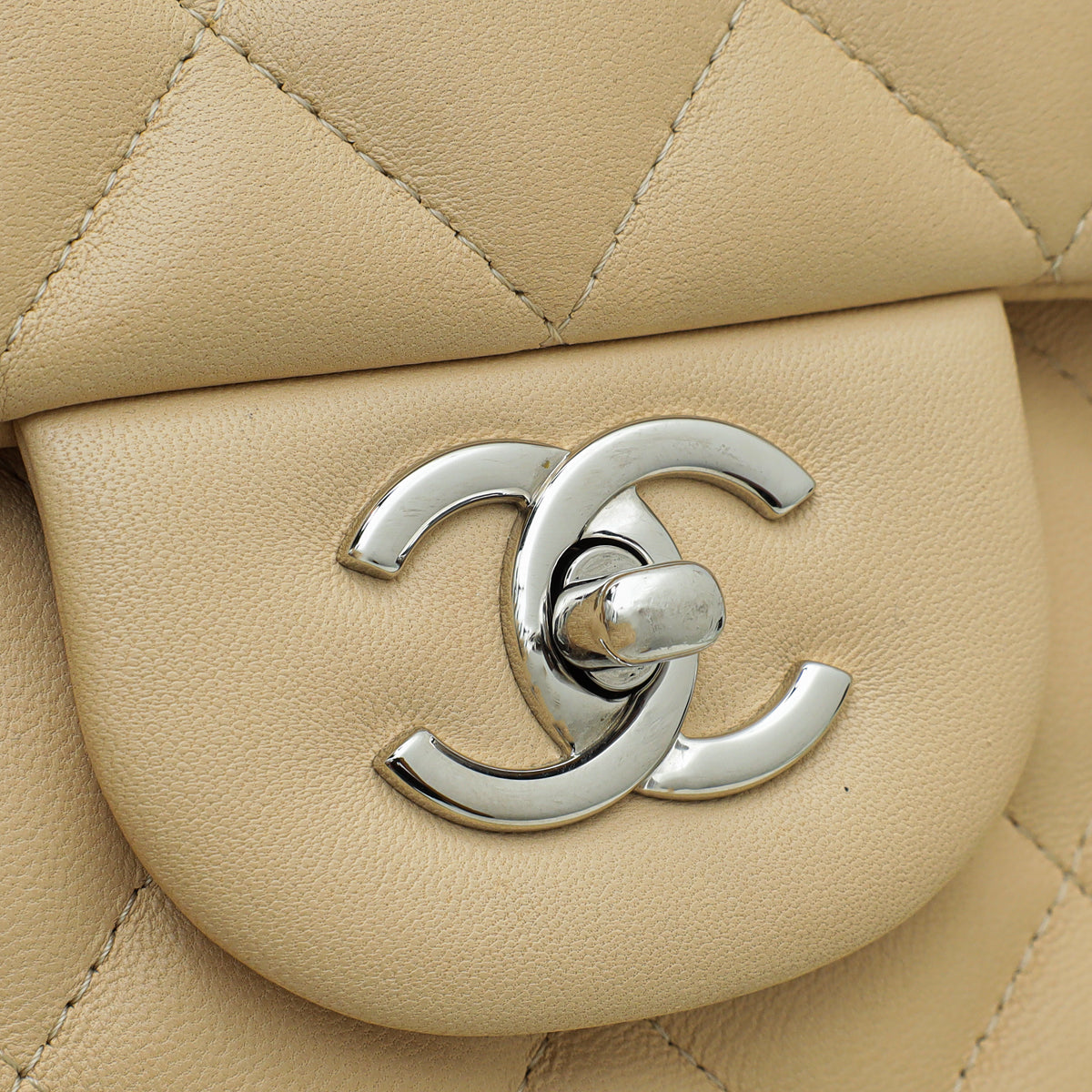 Chanel Beige CC Classic Double Flap Jumbo Bag