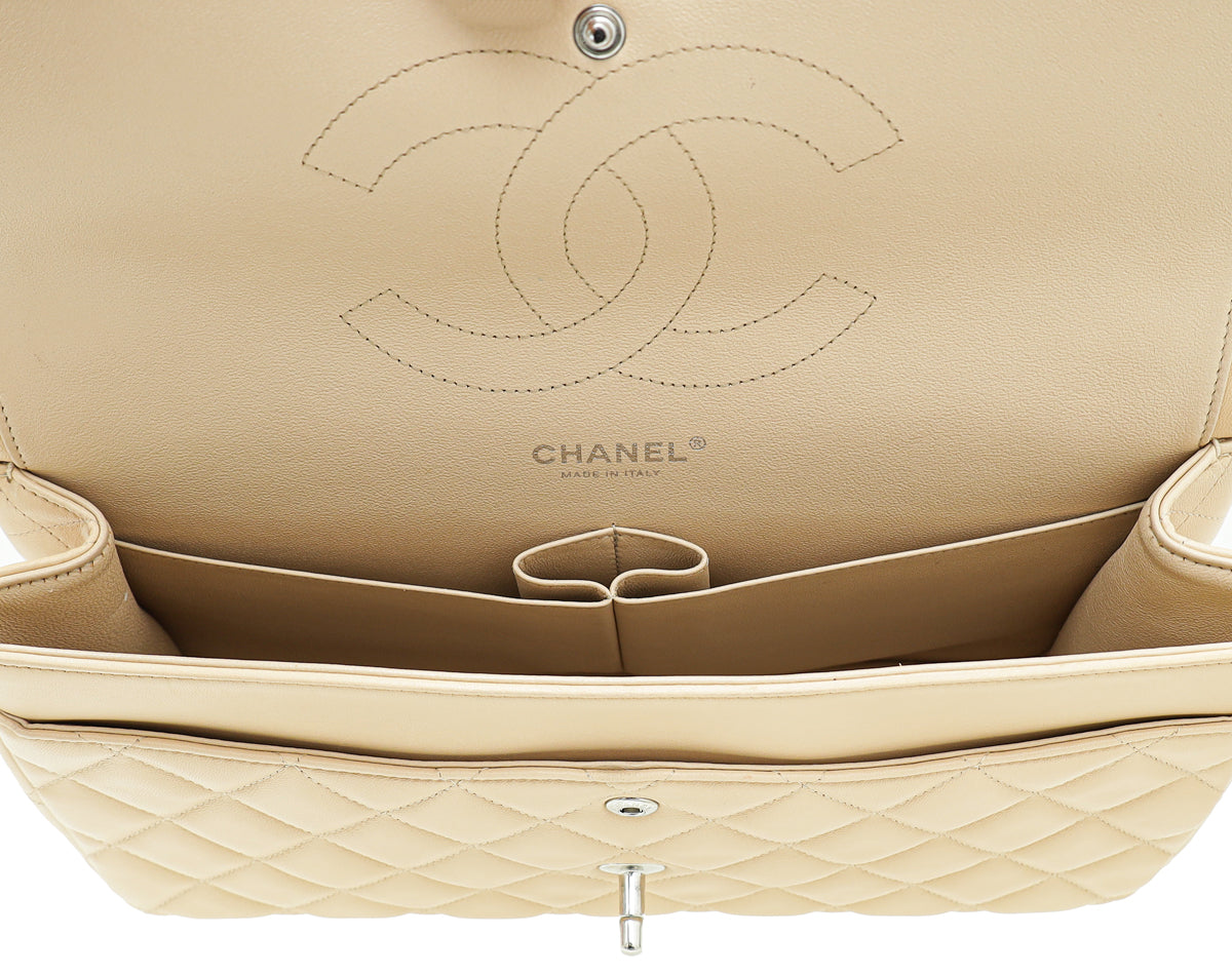 Chanel Beige CC Classic Double Flap Jumbo Bag