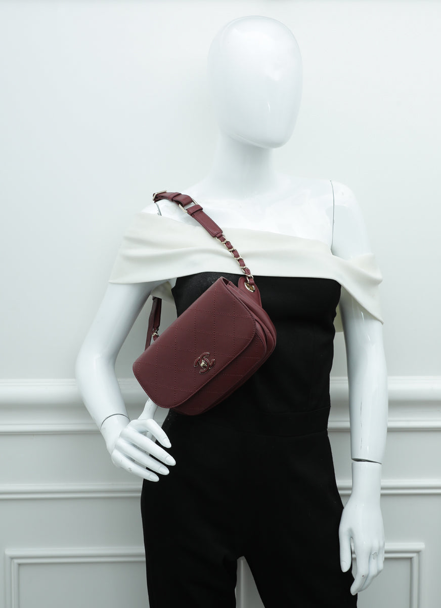 Chanel Burgundy CC Flap Waist Bag