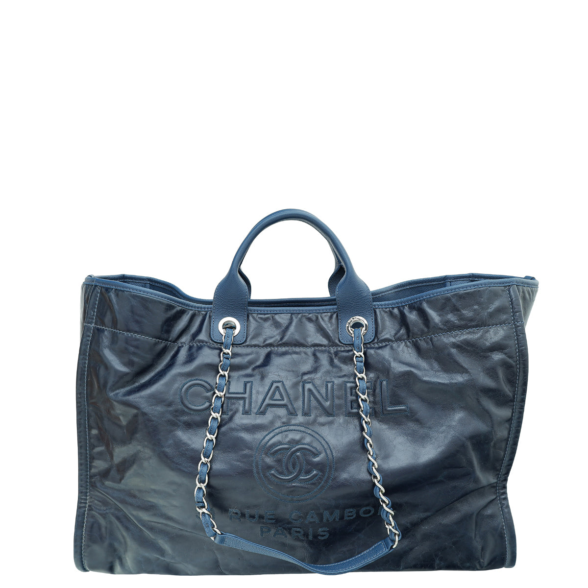 Chanel Navy Blue CC Deauville Extra Large Tote Bag