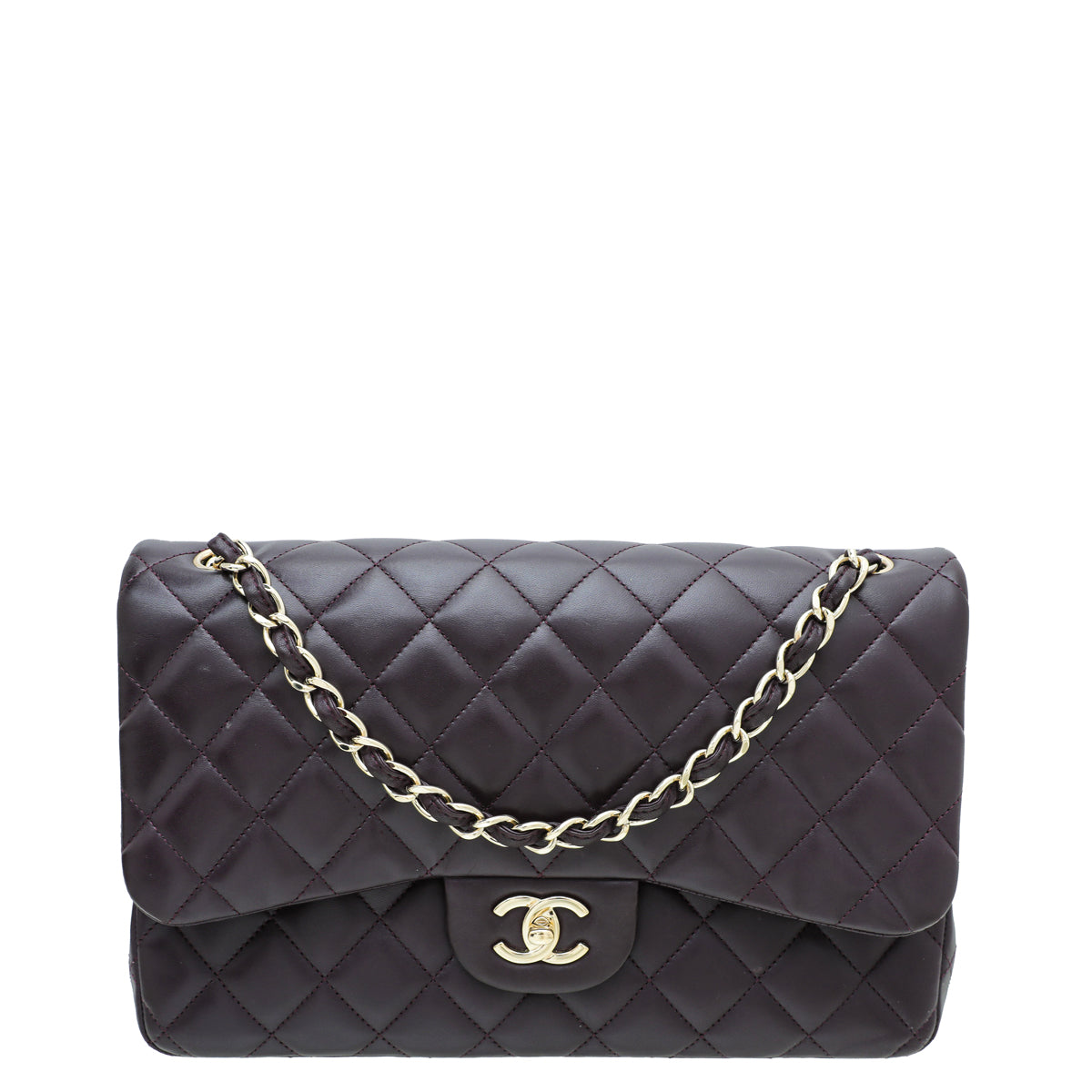 Chanel Dark Violet CC Classic Double Flap Jumbo Bag