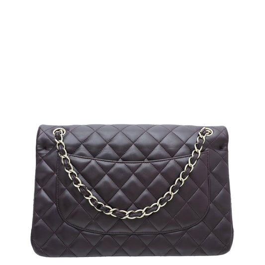 Chanel Dark Violet CC Classic Double Flap Jumbo Bag