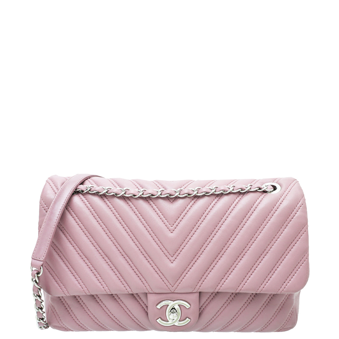 Chanel Mauve CC Chevron Single Flap Jumbo Bag