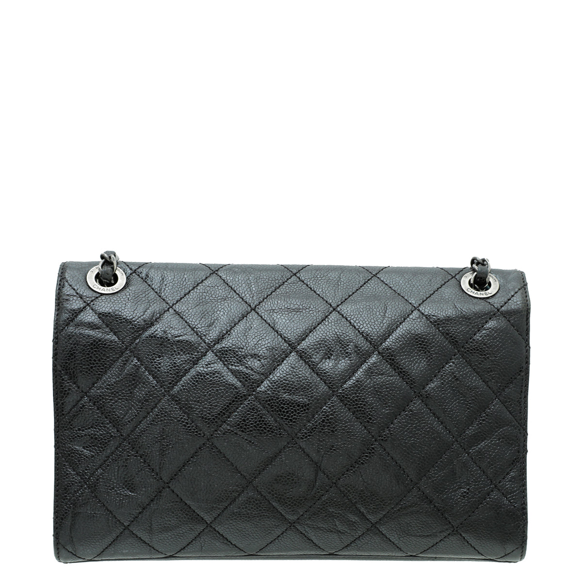 Chanel Black CC Glazed Crave Flap Medium Bag