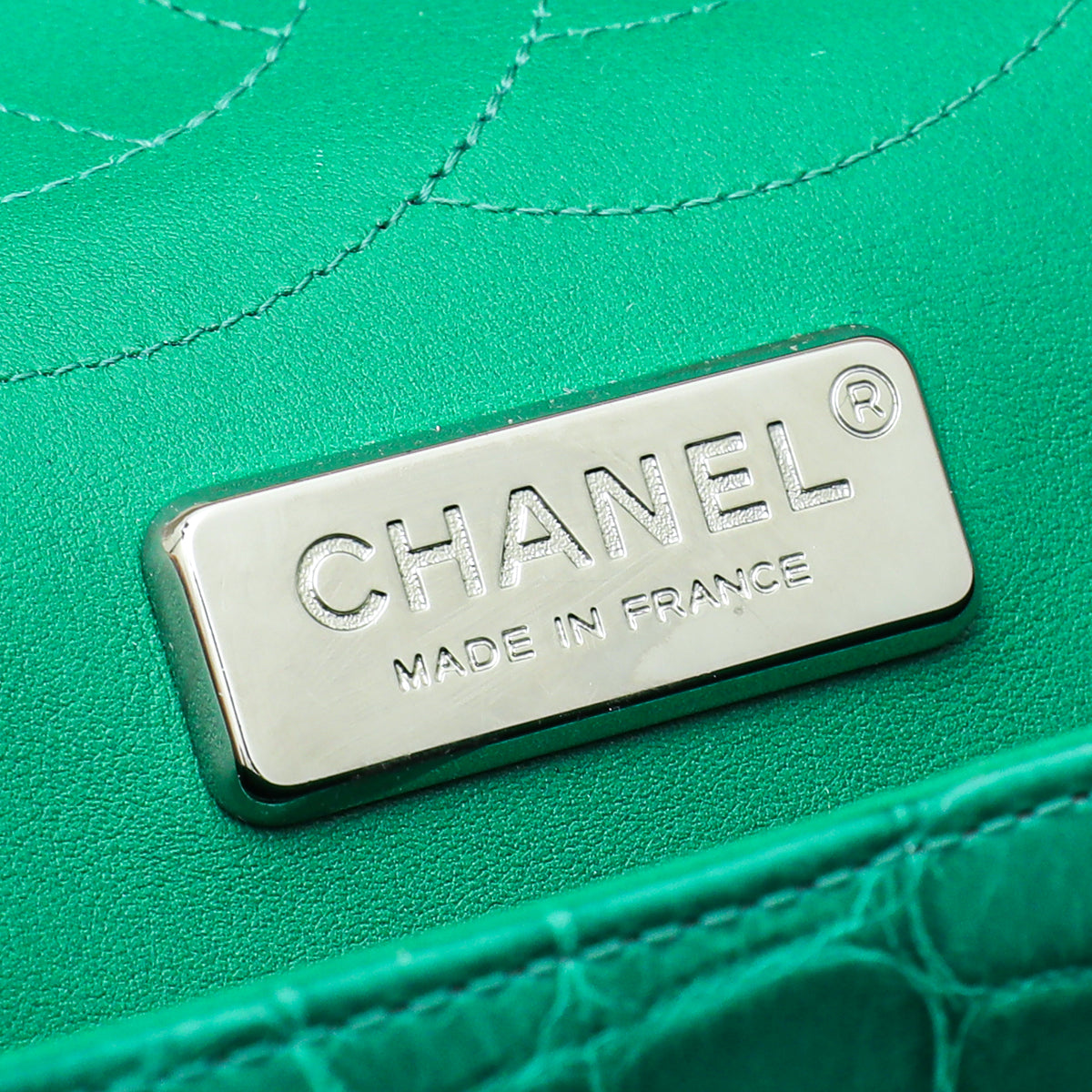 Chanel Green CC Crocodile Classic Double Flap Jumbo Bag