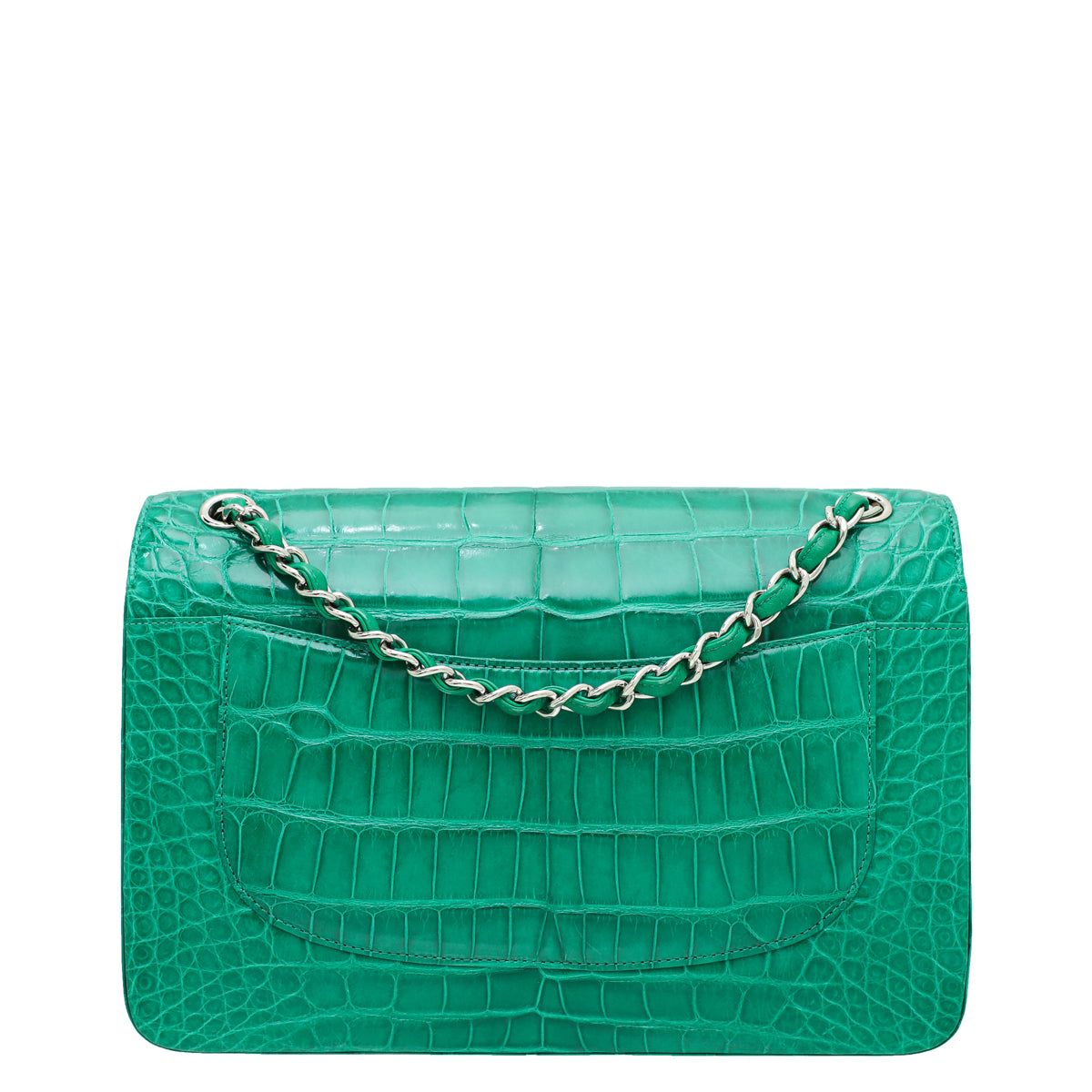 Chanel Green CC Crocodile Classic Double Flap Jumbo Bag