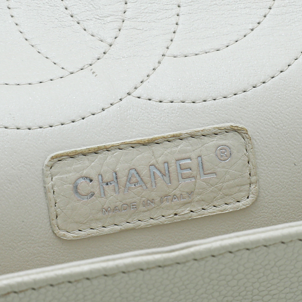 Chanel Metallic White CC Classic Double Flap Jumbo Bag