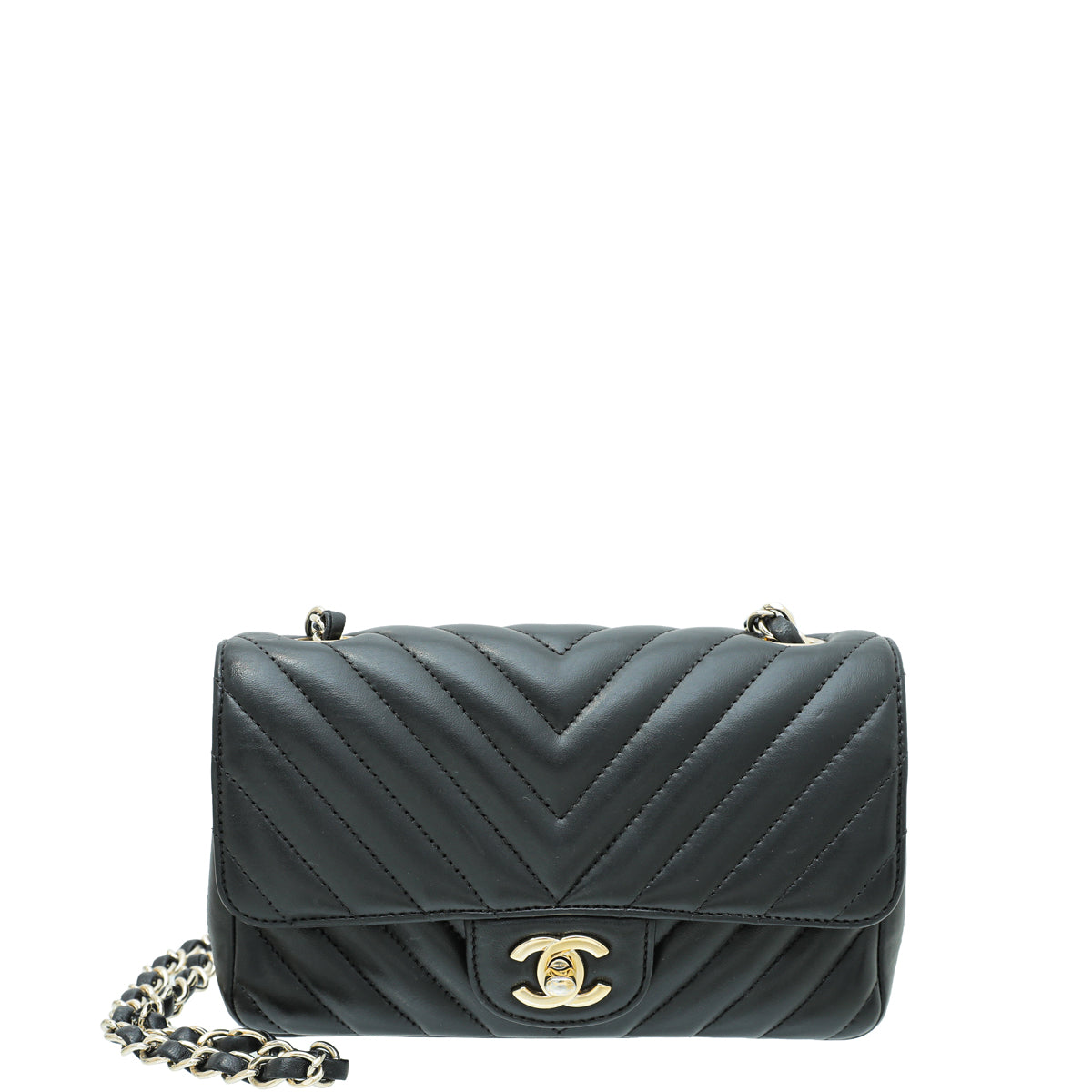 Chanel Black Chevron Classic Mini Flap Bag