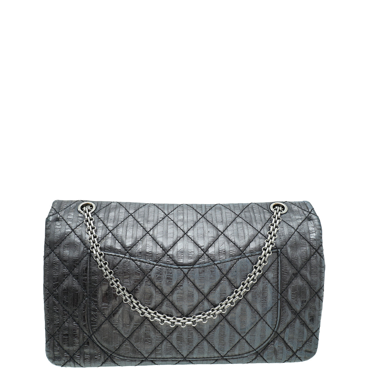 Chanel Dark Grey Reissue 2.55 Stripped Double Flap 227 Bag