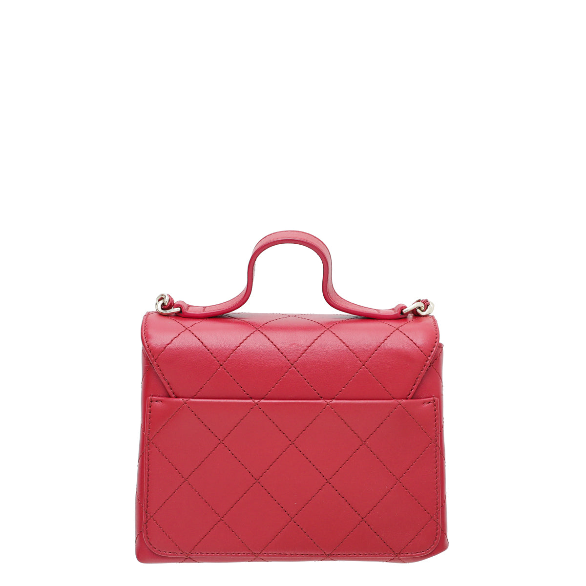 Chanel Red CC Double Pocket Top Handle Bag