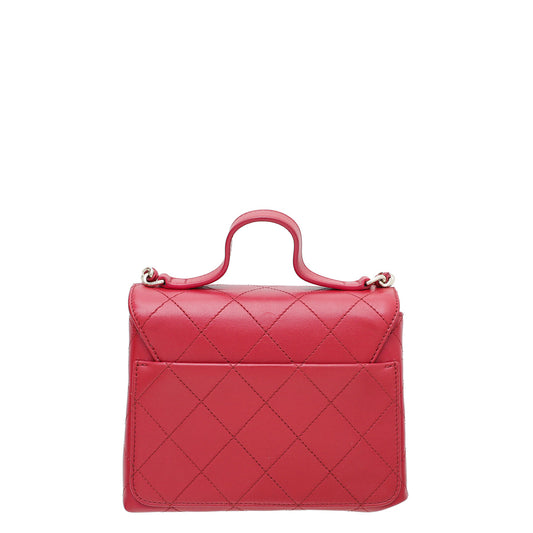 Chanel Red CC Double Pocket Top Handle Bag