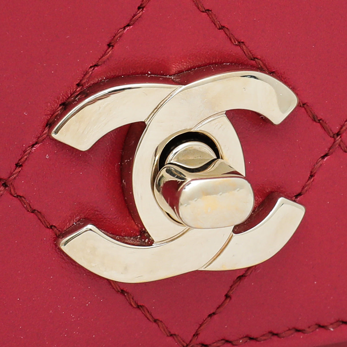 Chanel Red CC Double Pocket Top Handle Bag