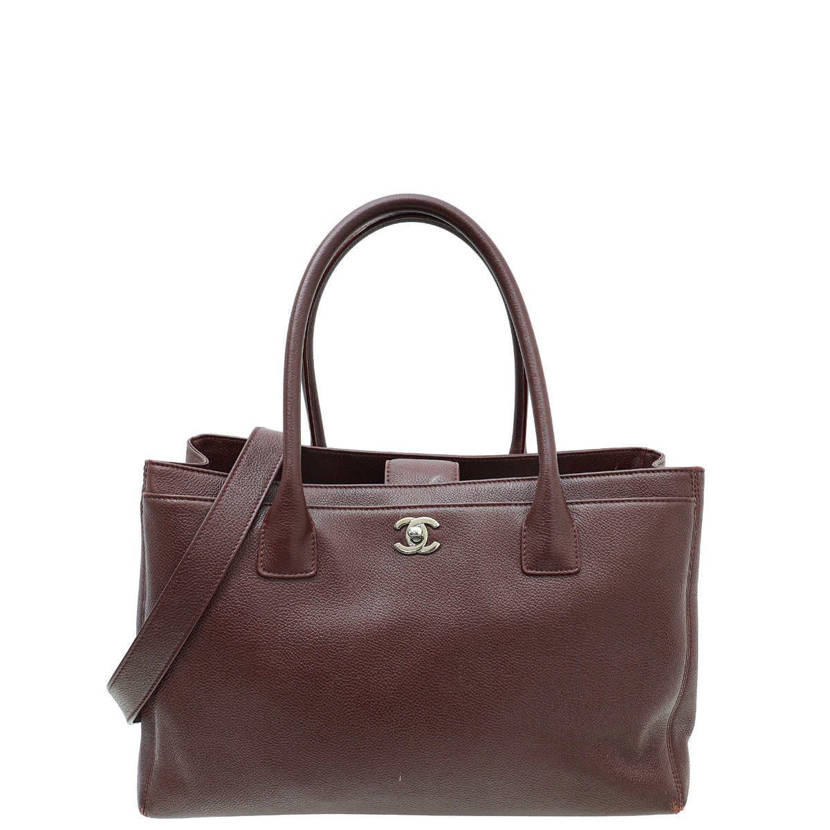 Chanel Burgundy CC Executive Cerf Medium Tote Bag