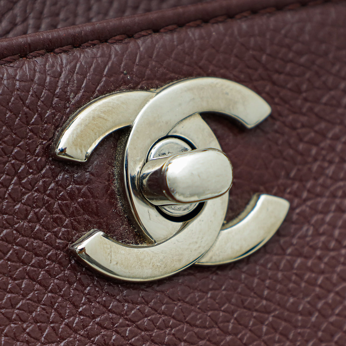 Chanel Burgundy CC Executive Cerf Medium Tote Bag