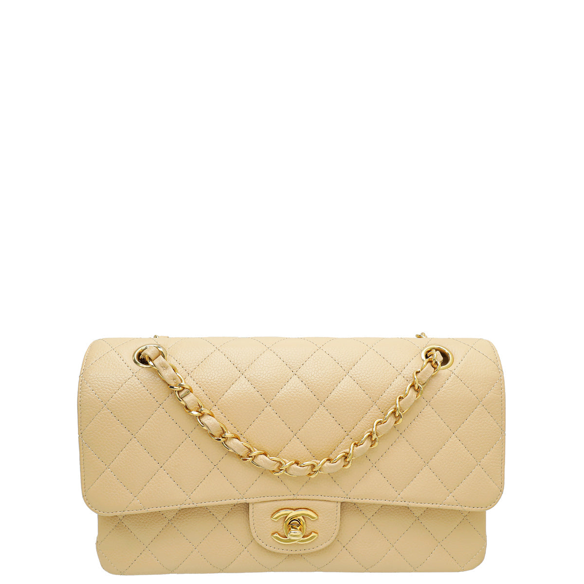 Chanel Beige CC Classic Double Flap Medium Bag