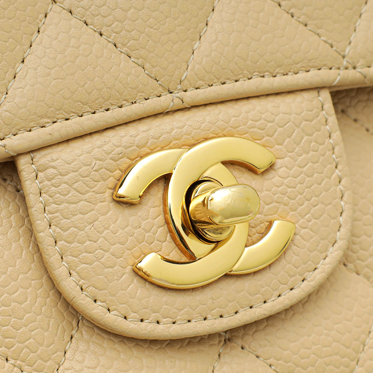 Chanel Beige CC Classic Double Flap Medium Bag