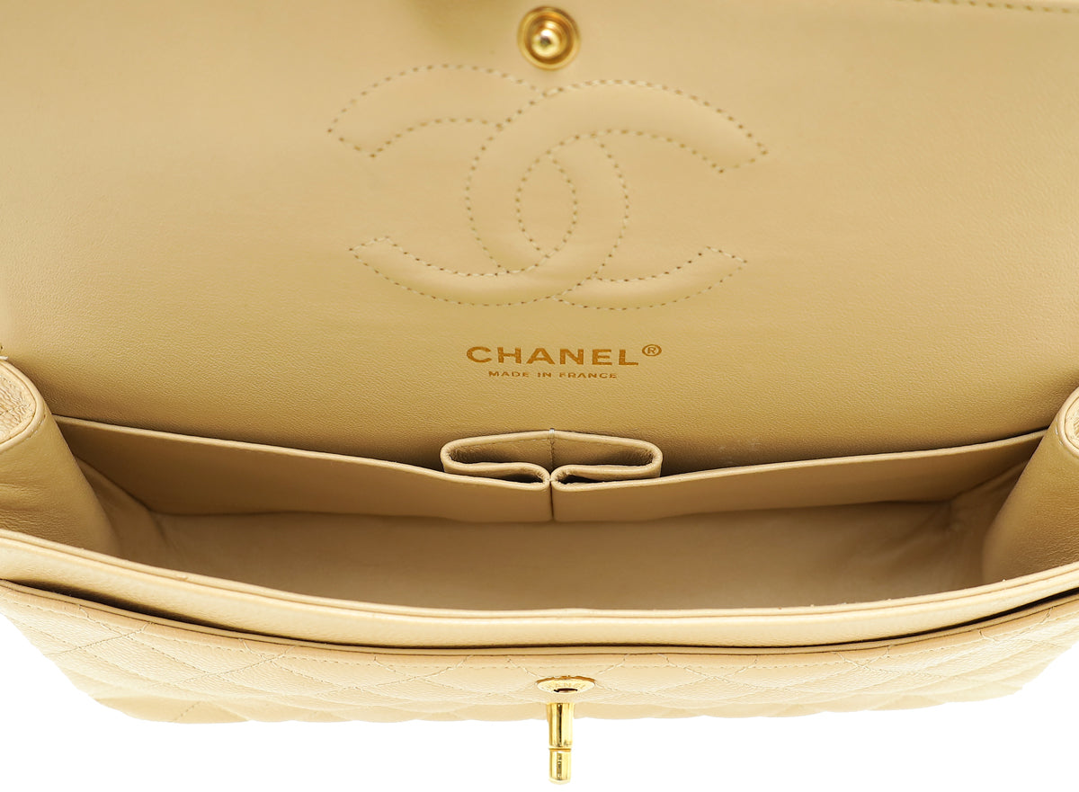 Chanel Beige CC Classic Double Flap Medium Bag