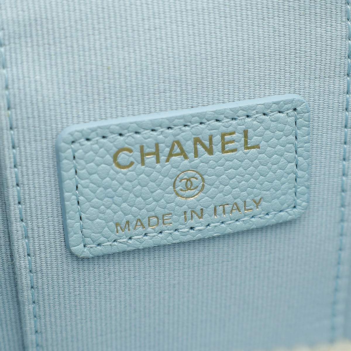 Chanel Sky Blue CC Links Mini Vanity Case With Chain