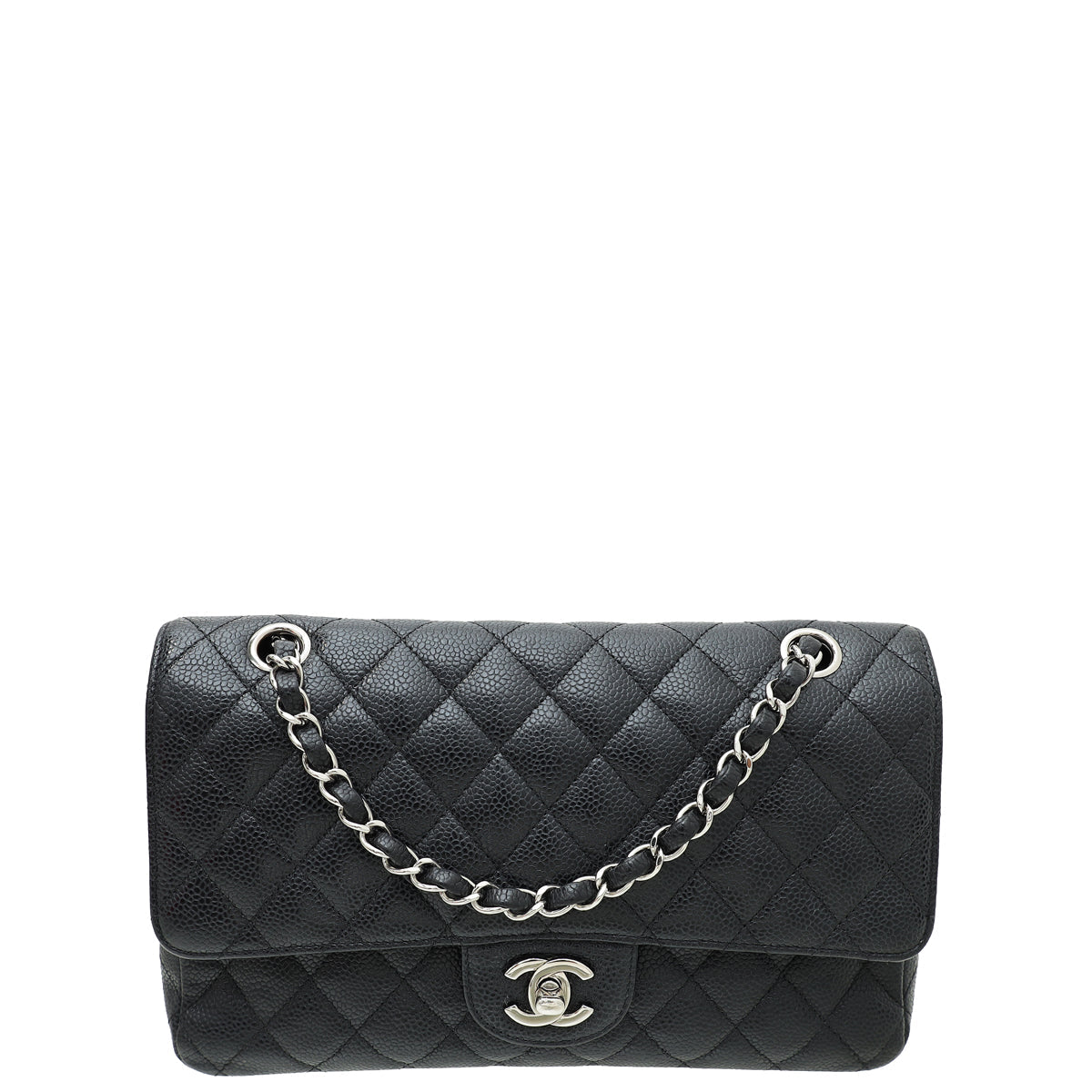 Chanel Black CC Classic Double Flap Medium Bag