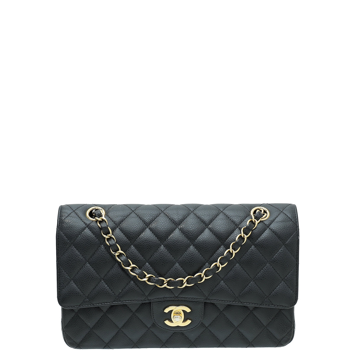 Chanel Black CC Classic Double Flap Medium Bag