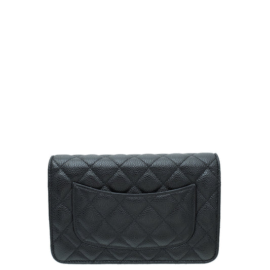 Chanel Black CC Classic Wallet On Chain